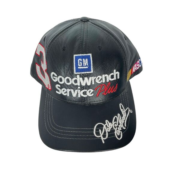 Vintage Dale Earnhardt GM Goodwrench Service Plus Leather Cap Hat Strapback - Picture 1 of 7